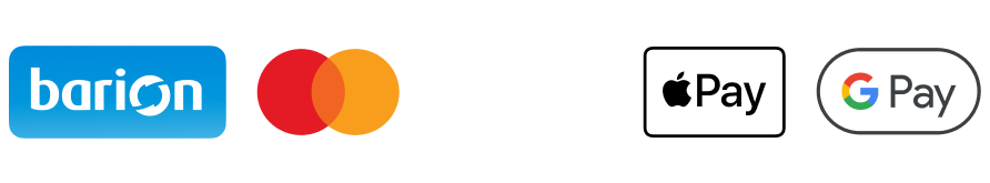 Elfogadott fizetési módok: Barion, Mastercard, Apple Pay, Google Pay